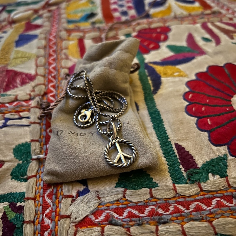 David Yurman silver peace sign necklace